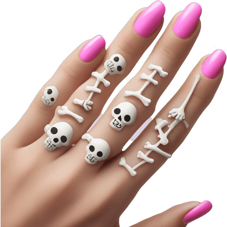 Skeleton hands bones with pink polish nails  emoji