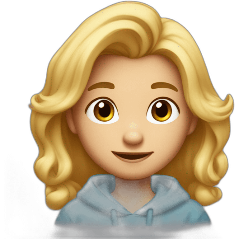 imágen al estilo de Disney Pixar de un niño rubio con pelo liso, blanco, con pecas en la cara y una sudadera  emoji