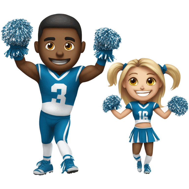 Cheerleader and football emoji