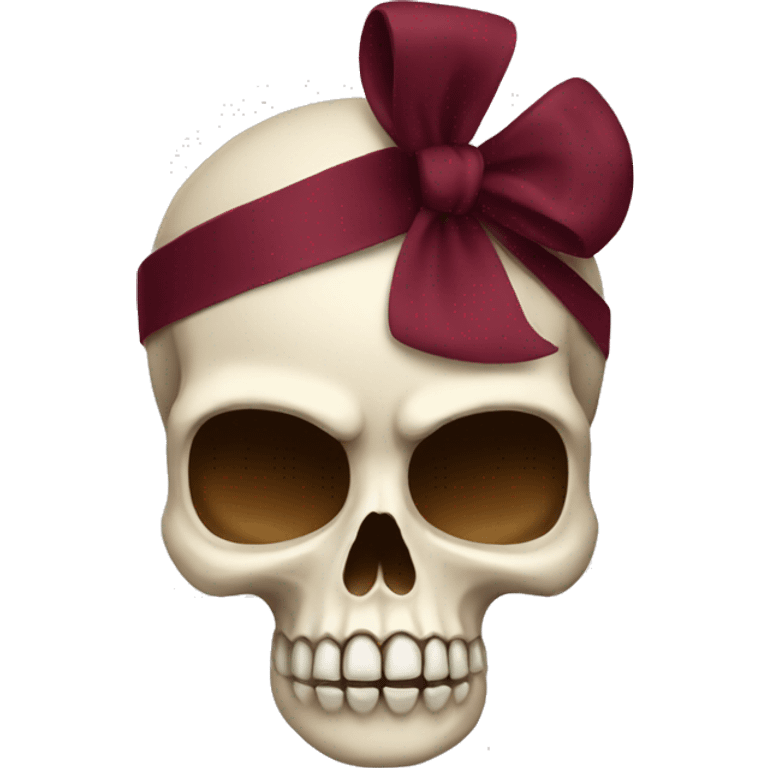 A skull with a burgundy bow emoji