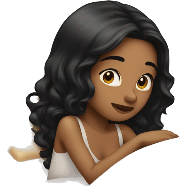 Girl with black hair going to bed emoji