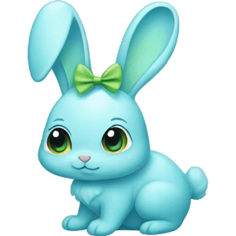 light blue bunny wearing a light green bow emoji