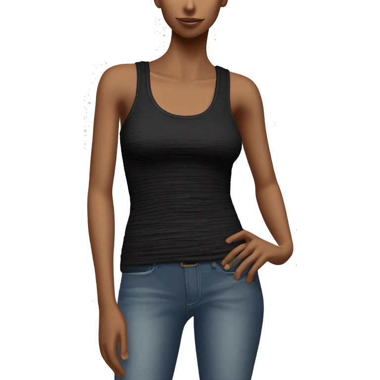 off black ribbed tank top realistic soft textures no background emoji