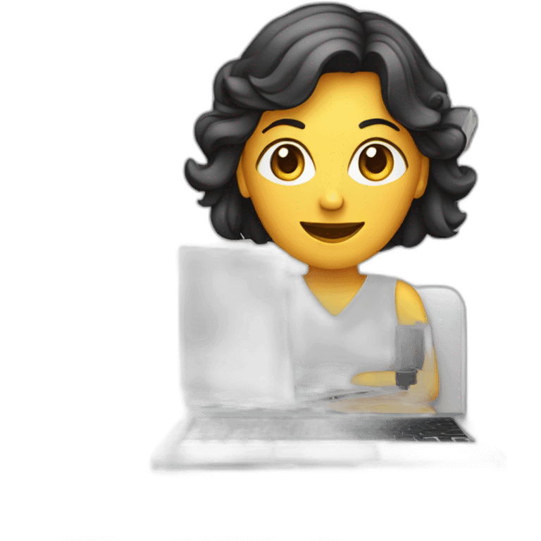 a lady on laptop with usb adapter emoji