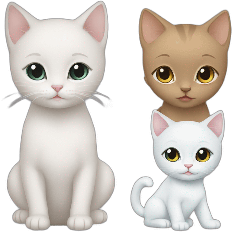 Baby girl light skin - 1 white cat- 1 black cat emoji