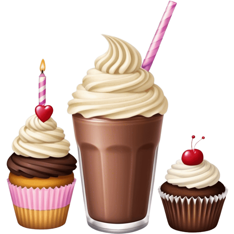 chocolate milkshake birthday cupcake  emoji