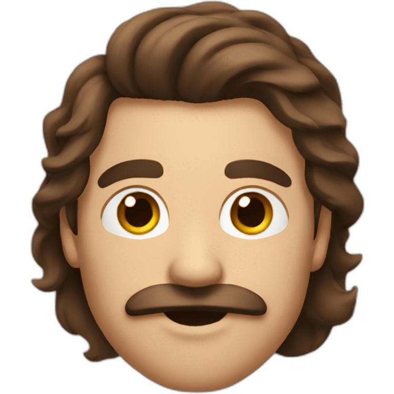 man with brown moustache and brown long hair emoji