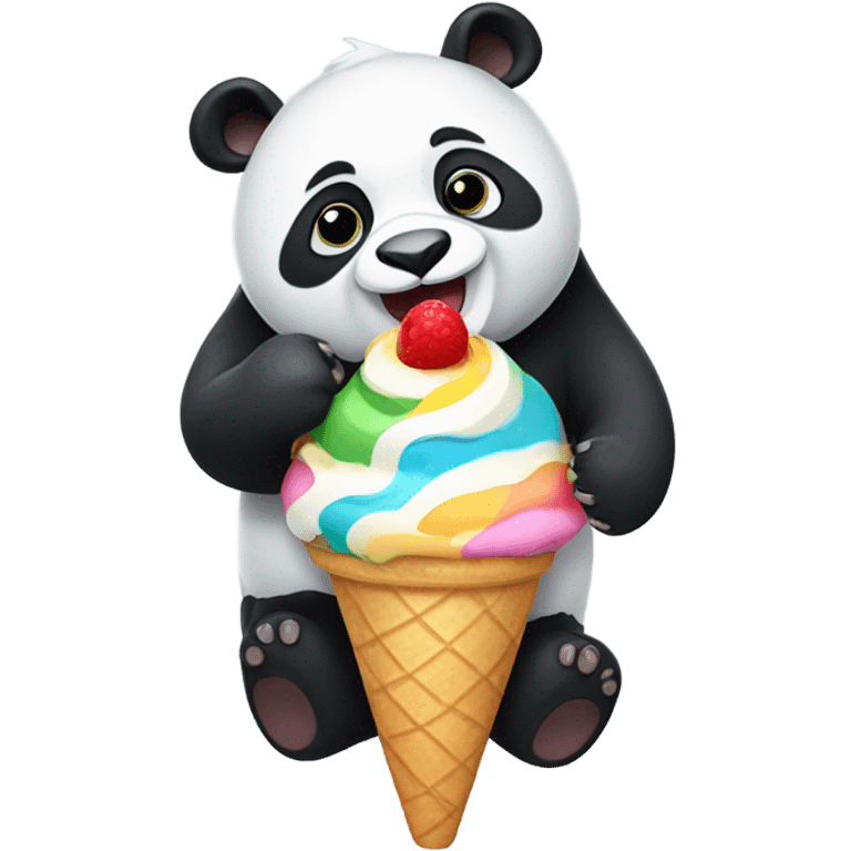 Panda eating ice cream emoji