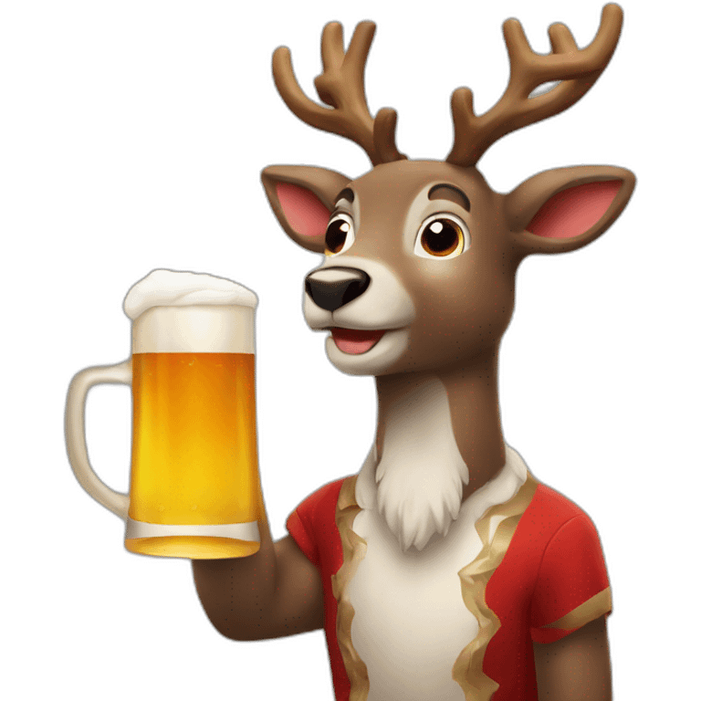 rudolf drinking beer emoji