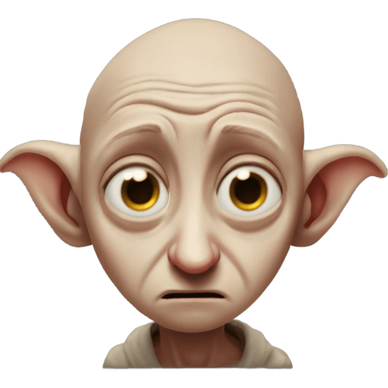 Dobby making a very sad frown face with tears streaming down his face  emoji