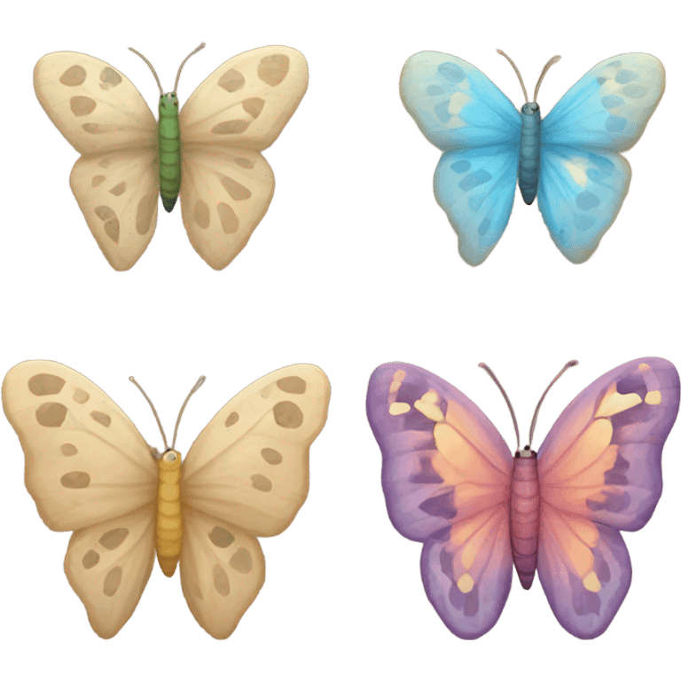 A caterpillar turning into a cocoon that turns into a butterfly - beige  emoji