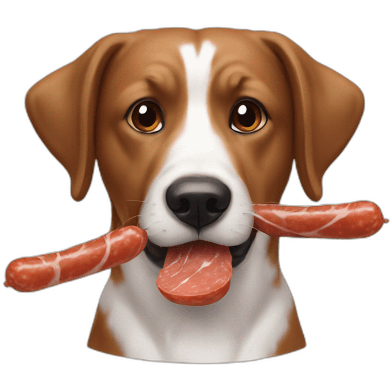 Chien qui mange une saucisse emoji