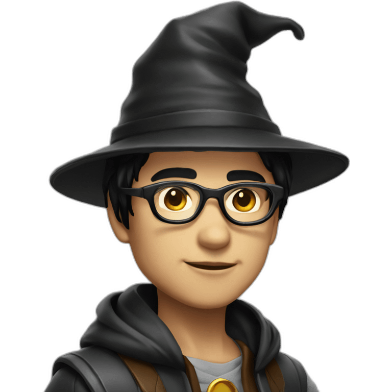 young overpowered magic shiny wizard skin tone 3 with black hair and glasses with hat emoji