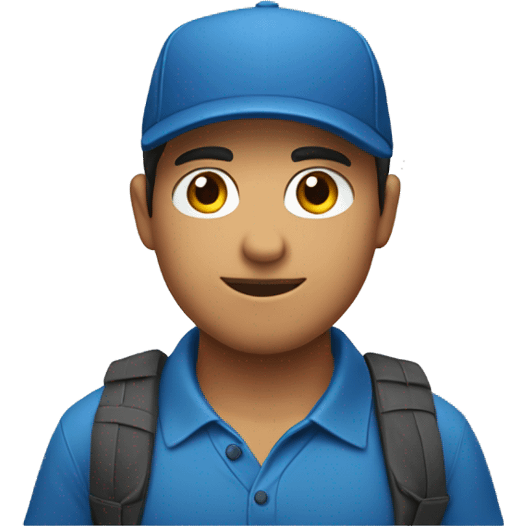 Can you come up with a male he is a young but handsome Mexican that  is wearing a blue polo with cap he holding a clip board  emoji