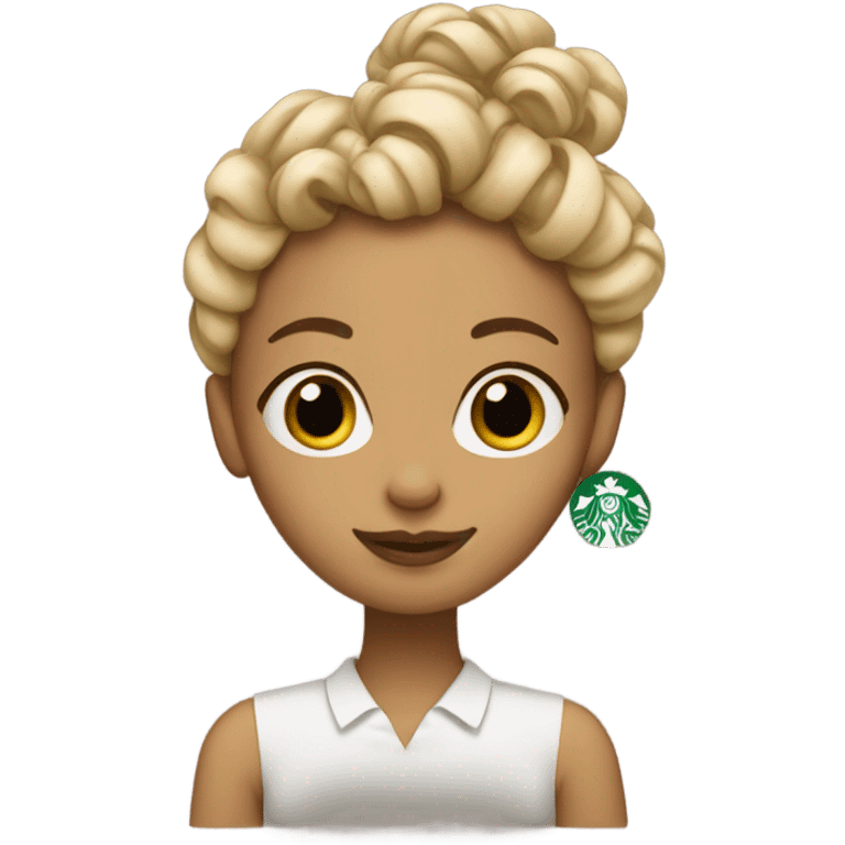 girl holding starbucks blonde hair in a curly bun emoji