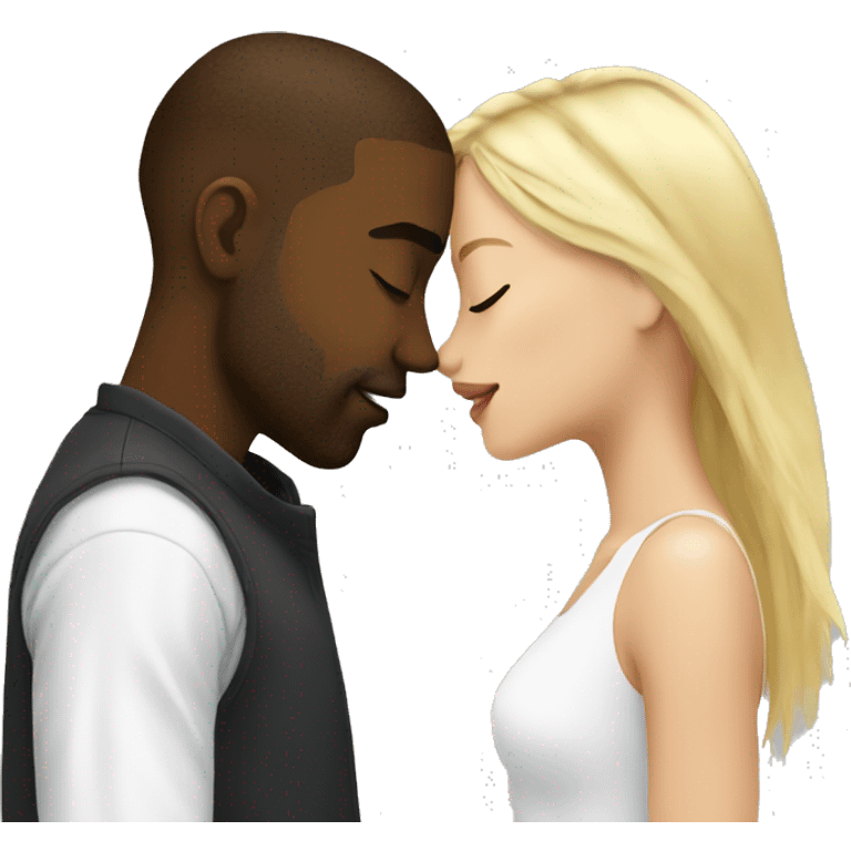 Black man kissing blonde white girl emoji