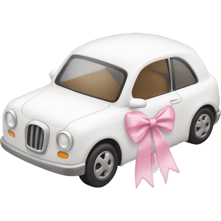 white little car with light pink bows  emoji