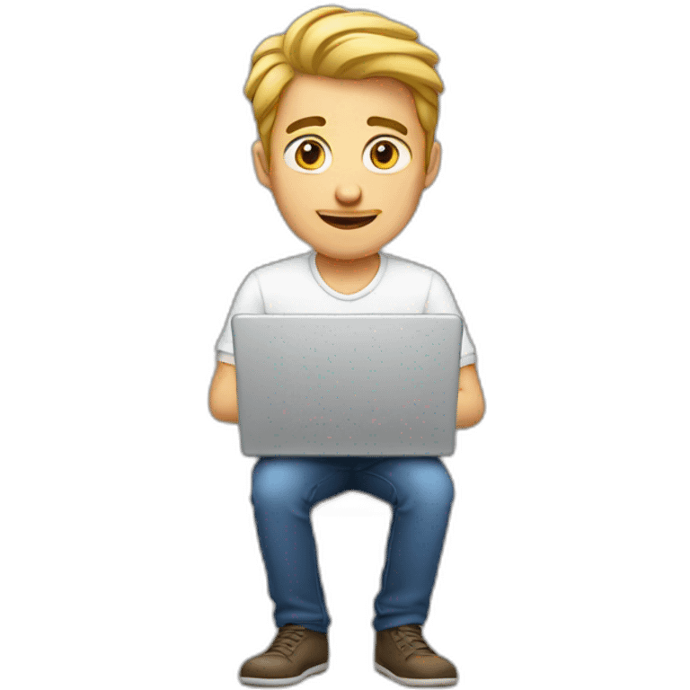 european guy using laptop emoji