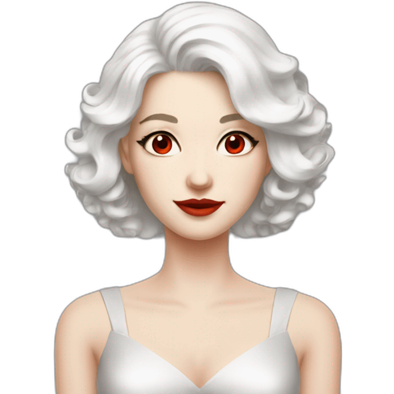 white haired woman red-eyes pale skin cocktail dress emoji