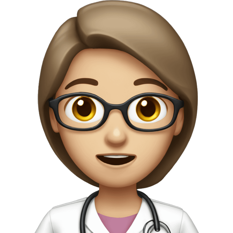 Panicking nurse long brown hair emoji