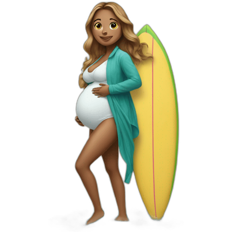 pregnant woman on a surf board emoji