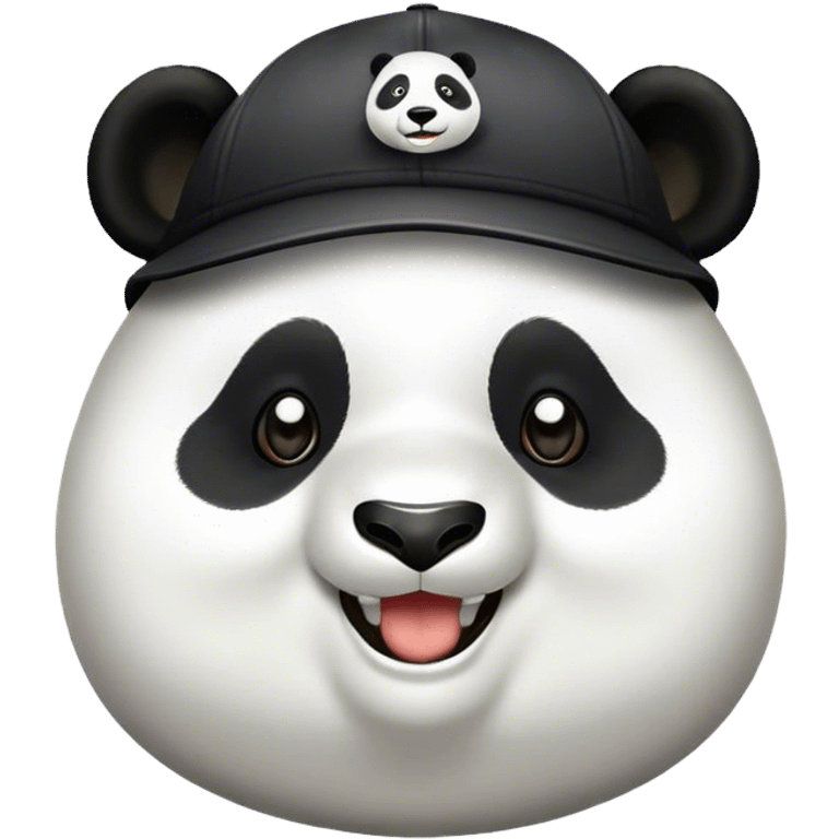 haz un panda sonriente, gordo con una gorra de corredor en la cabeza emoji