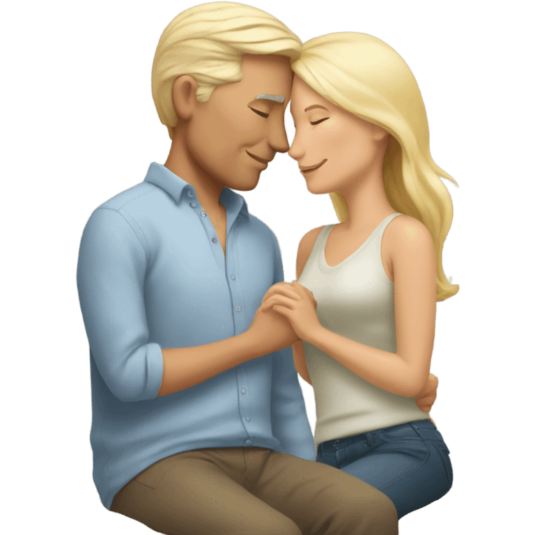 Good night to husband white couple blonde hair, middle-aged emoji