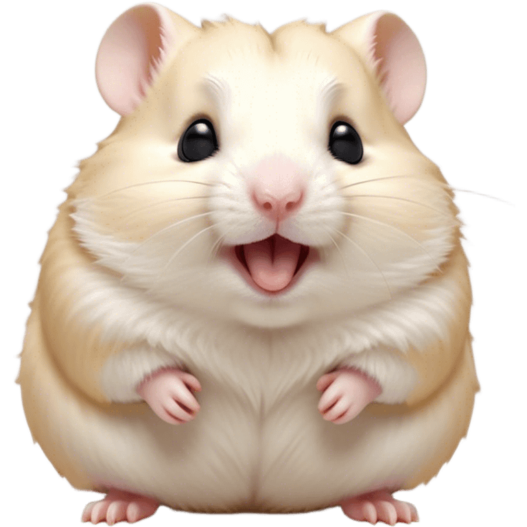 Cinematic Cute Yawning Cream Hamster Portrait Emoji, Head tilted slightly with a dramatic, wide-open yawn, showcasing a soft, pristine cream coat with tiny droopy ears, round dark eyes barely open in drowsy contentment, Simplified yet irresistibly adorable features, highly detailed, glowing with a soft, cozy glow, high shine, relaxed yet expressive, stylized with a touch of whimsy, bright and endearing, soft glowing outline, capturing the essence of a sleepy yet affectionate hamster, so drowsy it feels like it could stretch out of the screen and curl up for a nap! emoji