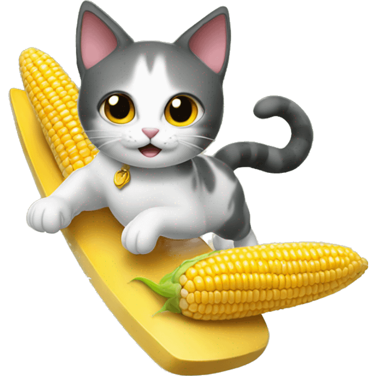 cat surfing corn emoji