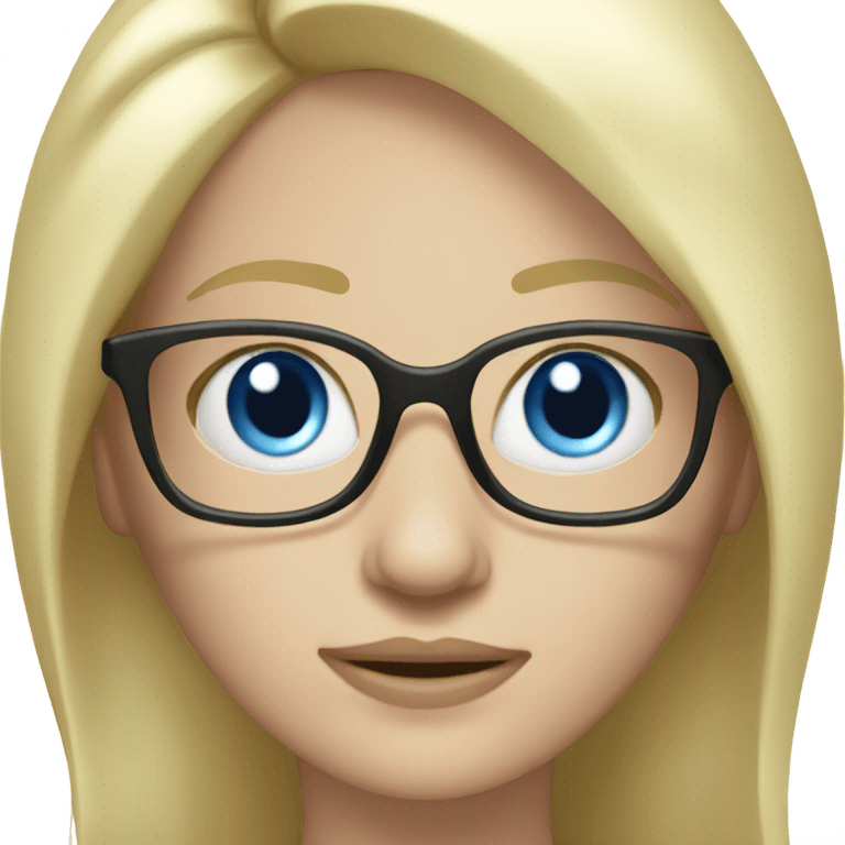 blonde pale white woman with blue eyes and glasses working on laptop emoji