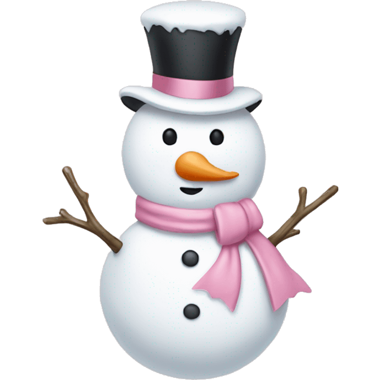 Snowman with a light pink bow emoji