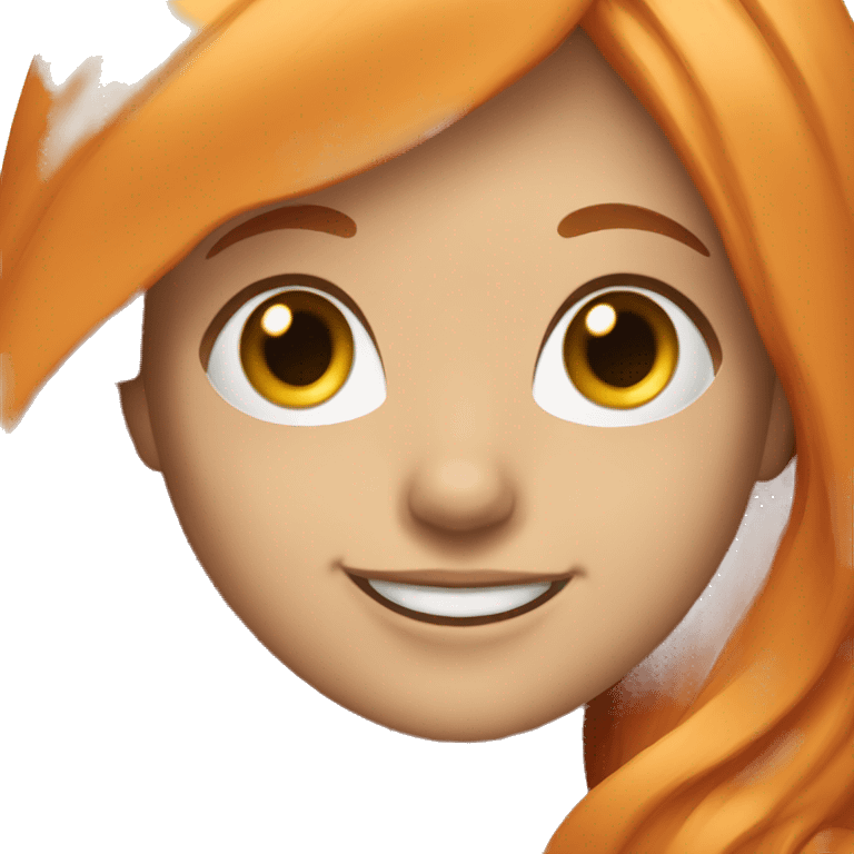 happy girl with long orange hair and bangs emoji