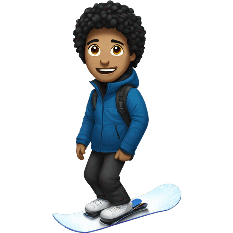 Guy with black hair on snowboard emoji