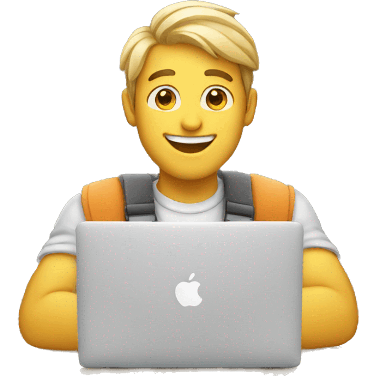 happy white developer with a macbook emoji