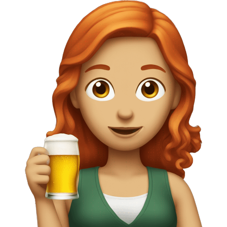 Red hair woman drinking beer emoji