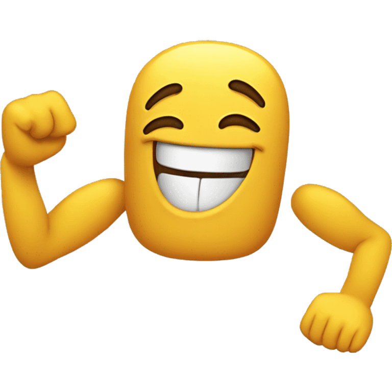 Laugh emoji with arms emoji