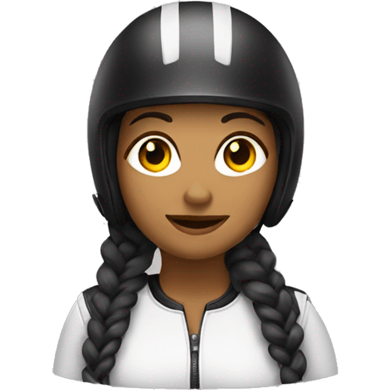 Woman in motorcycle helmet with braid  emoji