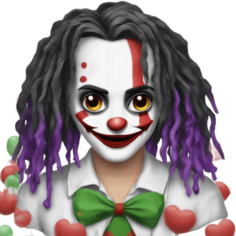 joaquin phoenix as a Joker clown face is a girl with black dreadlocks emoji