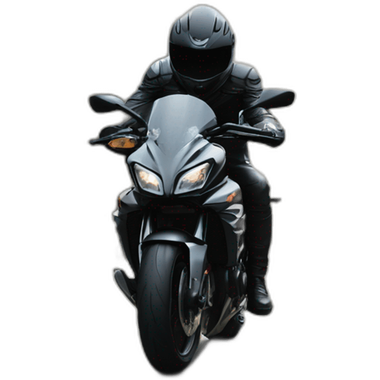 Un homme avec un casque de moto noir sur une Kawasaki Z800 noir emoji