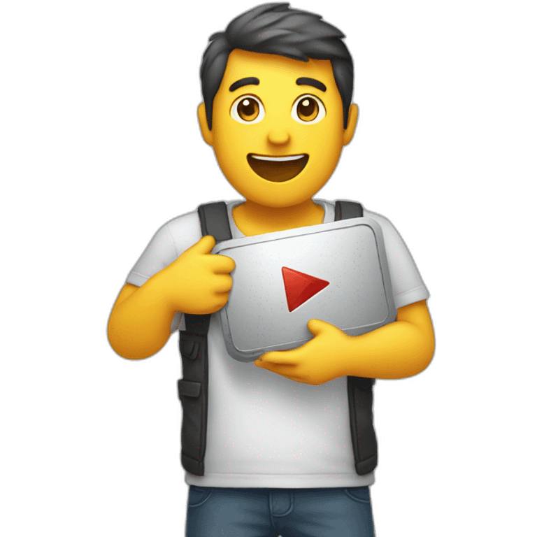 A man being happy holding youtube silver play button emoji