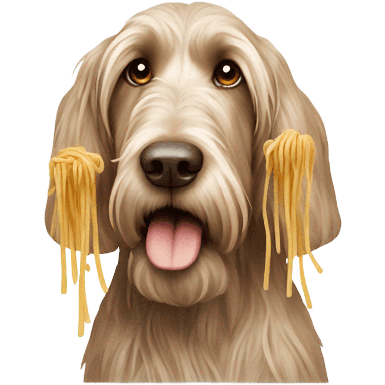 Italian Spinone eating pasta emoji