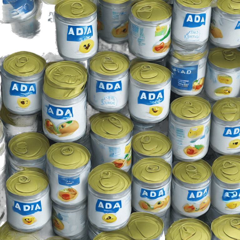 Cans of tuna with brand name 'ada'  emoji