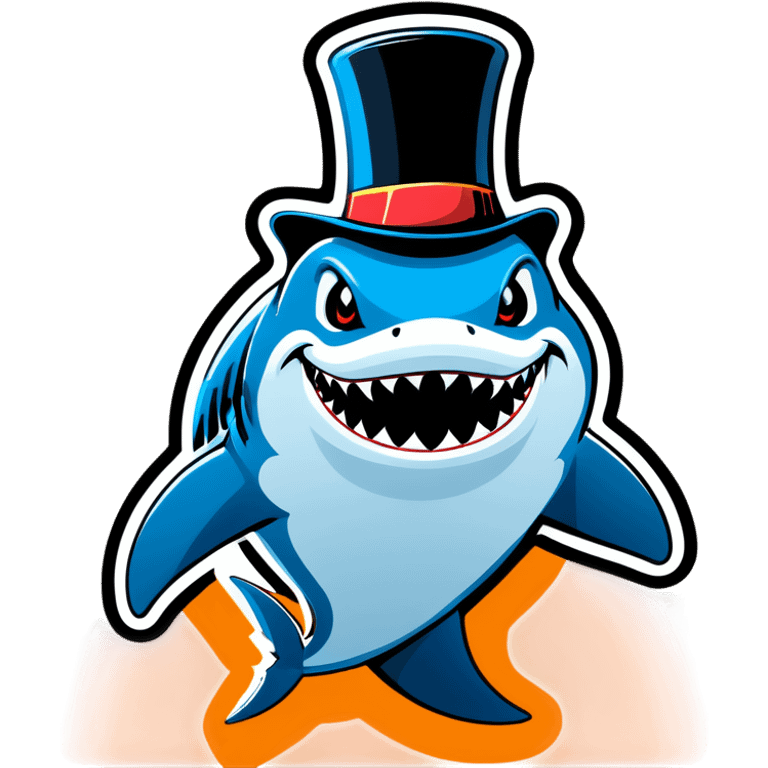 Shark with a top hat emoji