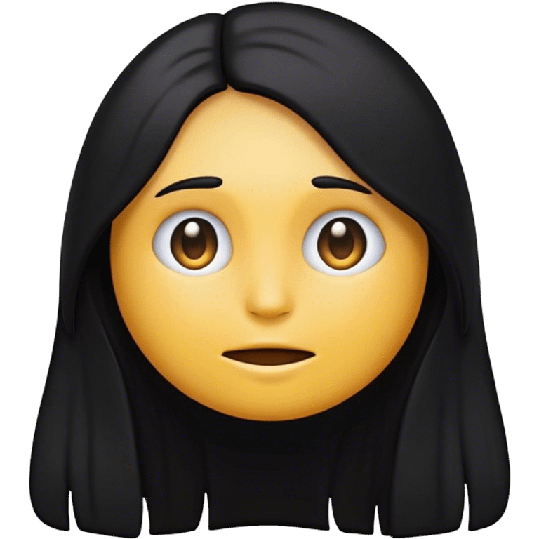 Emoji with long black hair covering half its face emoji