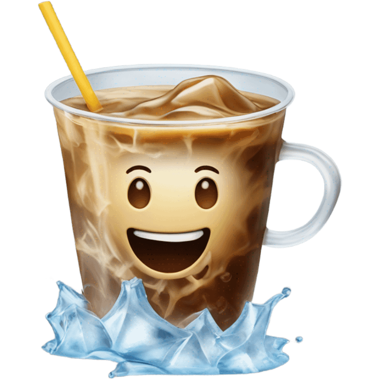 Dancing ice coffee emoji