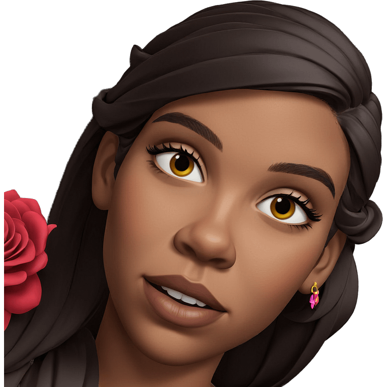 dark-skinned beauty with flowers emoji