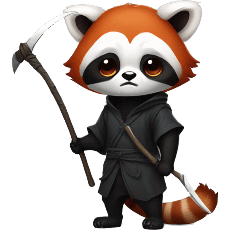 red panda disguise as reaper with scythe emoji