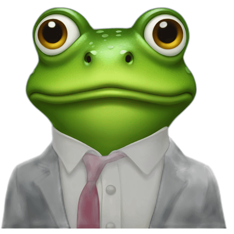 frog wearing tie emoji