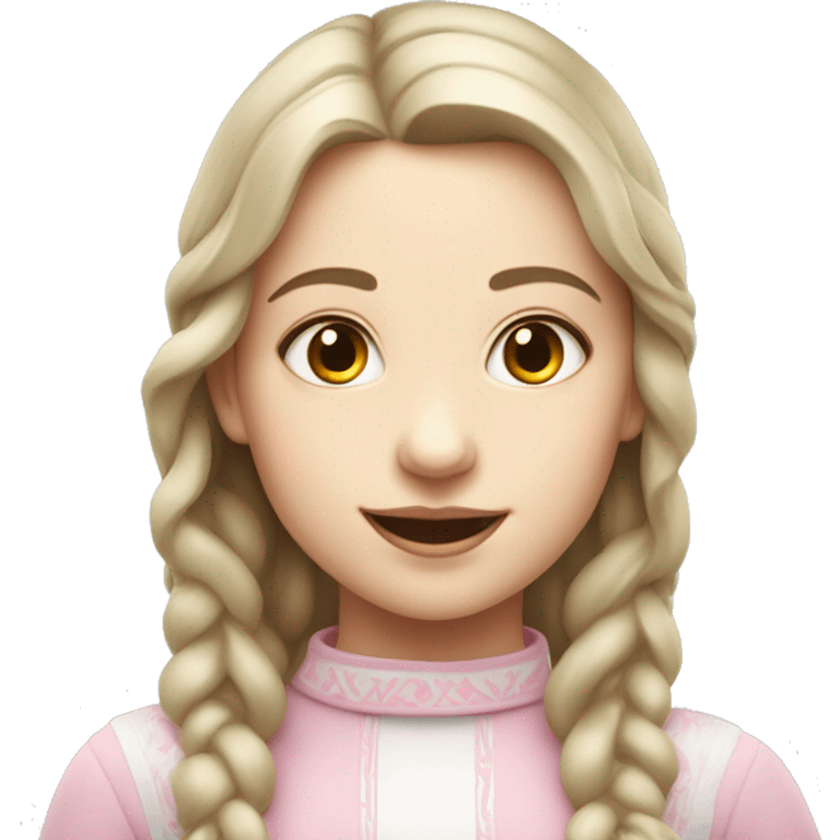 slavic girl with smile, white skin and pink light lips emoji