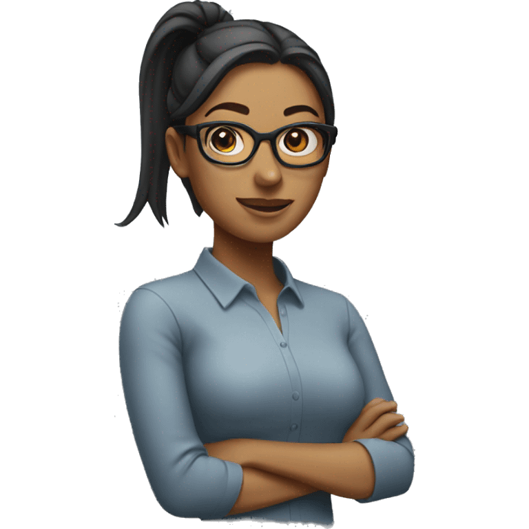 woman with glasses and ponytail emoji